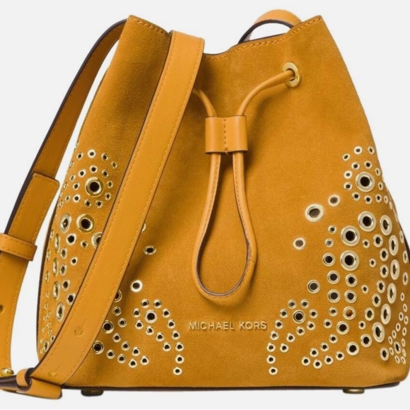 Michael Kors Handbags - Michael Kors Cary Marigold SM Bucket Bag Leather Suede